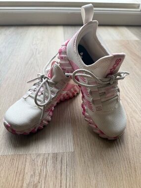 Kids Adidas White & Pink Athletic Sneakers